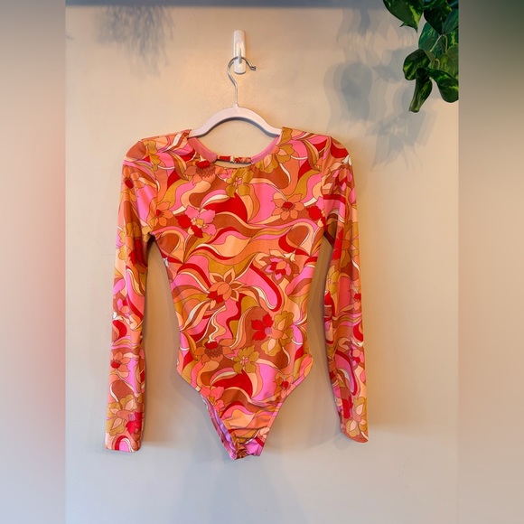 BILLABONG Pretty Groovy Long Sleeve 50UPF 1 Piece Swimsuit - Picture 3 of 7